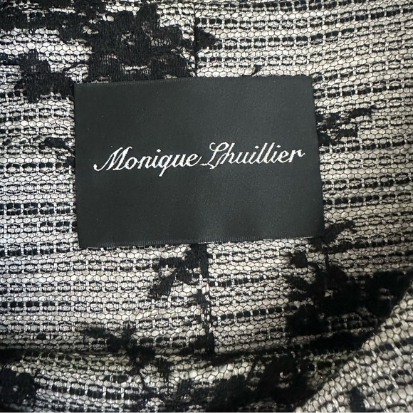 Monique Lhuillier Tweed Sheath Dress With Lace Overlay - Picture 3 of 10